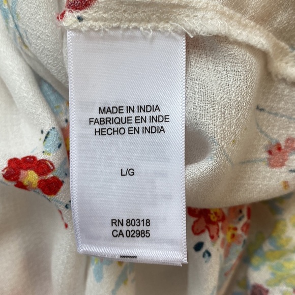 NWT Lucky floral peasant blouse. 3/4 sleeve, lightweight, boho style. Size L. - Picture 9 of 10